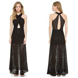 Line & Dot Spring Life Mesh Cut Out Cross Neck Dress Black M NWT